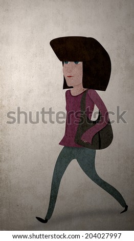 walking girl illustration