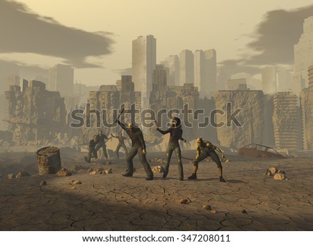 Mutants in a post apocalyptic landscape