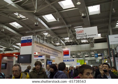 HANNOVER, GERMANY - MARCH 6: stand of the Russia on March 6, 2010 in CEBIT computer expo, Hannover, Germany. CeBIT is the world's largest computer expo.