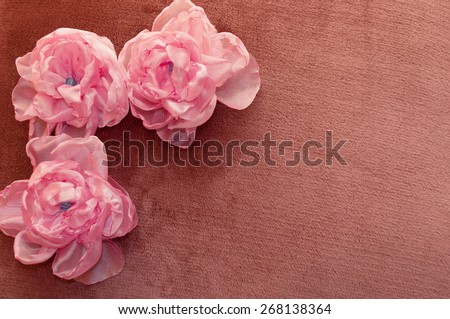 artificial flowers pink handmade velor tissue background