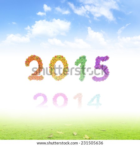 2014-2015 change represents the new year 2015. Fruitful text for 2014, 2015 over beautiful nature background.