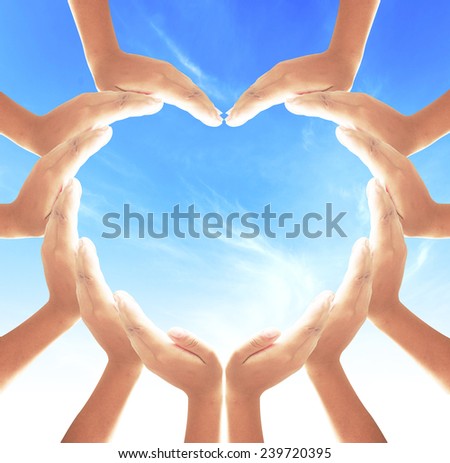 Human hands for heart shape.