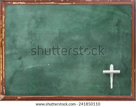 Symbol for the CROSS with blank area for text on green board.