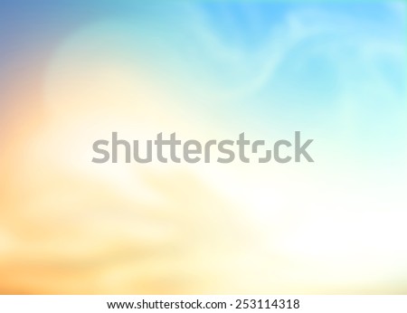 Vintage style. Abstract blurred textured background: yellow and blue patterns. Blurred nature background. Sandy beach backdrop with turquoise water and bright sun light. Summer holidays concept.