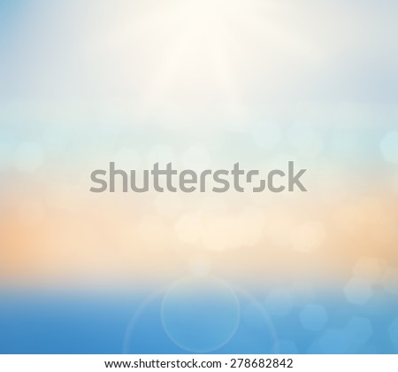 Blurred nature background. Abstract underwater and sunset skylight. World ocean day concept.