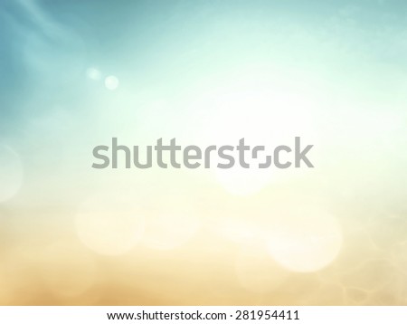 Vintage style. Abstract blur beautiful sky beach texture: yellow green blue turquoise pattern. Christian nature filter background with blank space for text image. Sunset Sunrise Spring Earth concept