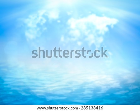 Blurred world map of clouds and beautiful blue oceans background. World Environment Day and World Oceans Day concept.
