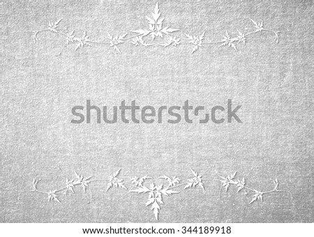 White leaves vine frame on grey fabric texture background. Concept for Merry Christmas, Business, Education, Happy New Year, Teacher Day concept.