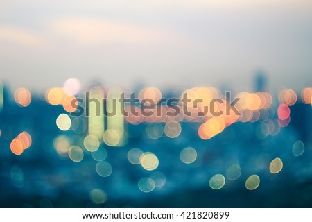 Blurred city night background. Tower Magic Art Dark Town Lifestyle Office View Street Busy Scene Road Party Glow Way Traffic Effect Dot Motion Round Bright Travel Vibrant Building Invest Skyline