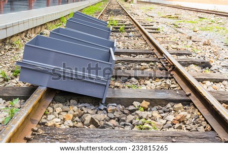 image of Old box on a railway .