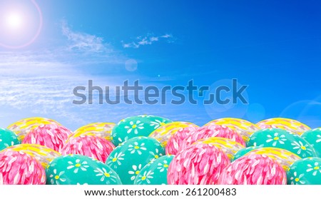 easter eggs and Elegant clear sky background .
