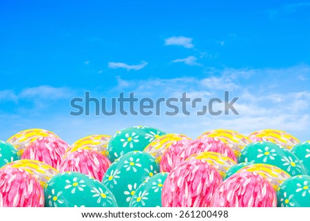 easter eggs and Elegant clear sky background .