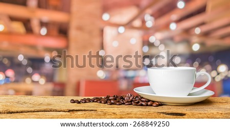 one cup of coffee with  blur background and bokeh image.