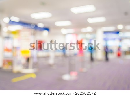 Blur image of immigration in airport with bokeh