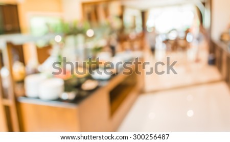 image of blur buffet catering room for background usage .