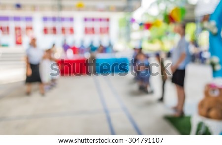 blur image of school activity for background usage