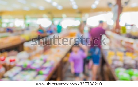 image of blur people shopping at bakery shop for background usage .
