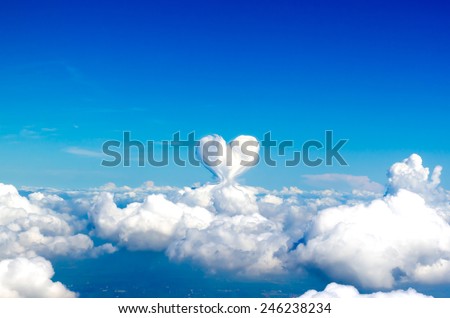 Beautiful heart cloud on blue sky background in valentine theme