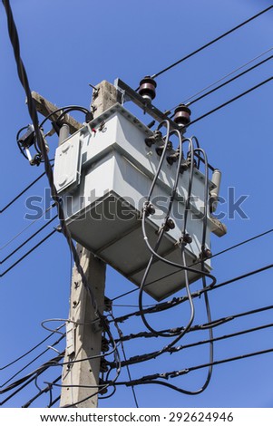 Electrical wires and cables tangled and crisscrossed over each other