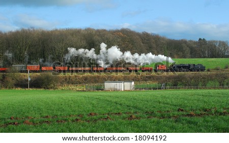 Former Lms 8f Class Locomotive On A Freight Train Passing Kinchley ... Former Lms 8f Class Locomotive On A Freight Train Passing Kinchley ...