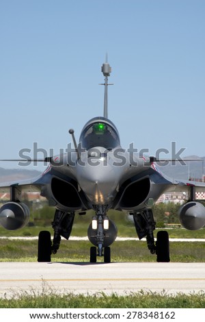 May 9 2015. Konya Air Base, Turkey during Nato Tiger Meet 2015. Dassault Rafale supersonic jet fighter bomber of the French Air Force.