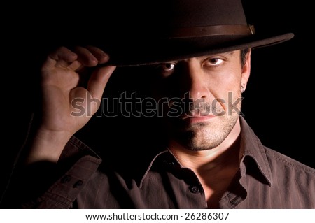 stock photo : Male with hat and piercing eyes