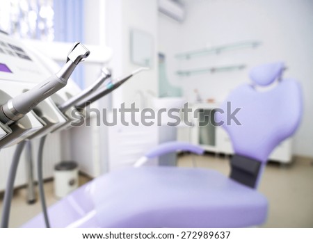 Different dental instruments and tools in a dentists office.