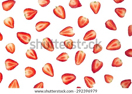 Sliced strawberries food pattern. Clipping path