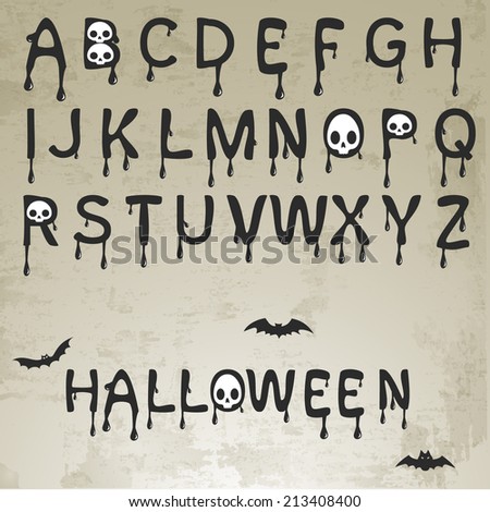 Set of Halloween Splash Alphabet with skull Set of Halloween Splash Alphabet with skull