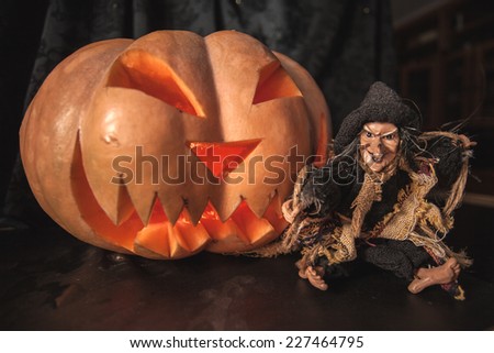 pumpkin Halloween witch hat holiday smile joke teeth cut eyes mouth nose hole