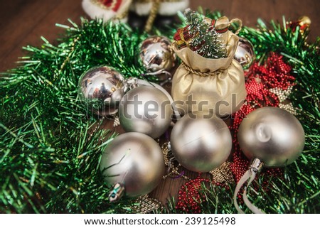 Christmas ball tinsel trumpery gold silver red green garland new year holiday gift present brilliant shiny