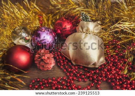 Christmas ball tinsel trumpery gold silver red garland new year holiday gift present brilliant shiny