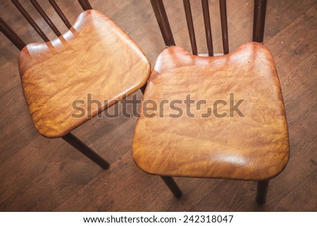 two chair stool seat brown parquet linoleum laminate
