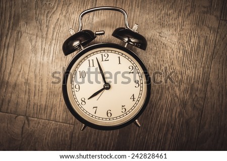 service time while clock waiting beginning morning wooden floor sepia