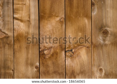 Section of a brand-new fence, clearly showing grain and sheen of oiled wood