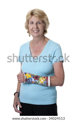 Mature woman with arm in cast