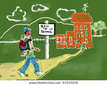 student walking cartoon