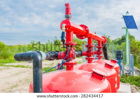 Details of pipes and tanks expansion of an irrigation system