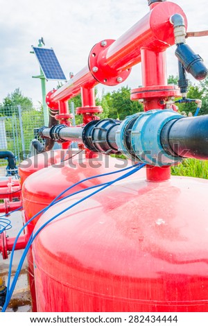 Details of pipes and tanks expansion of an irrigation system