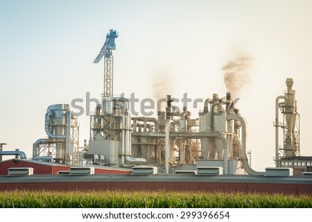 Chemical plant for the processing of chipboard of a furniture factory