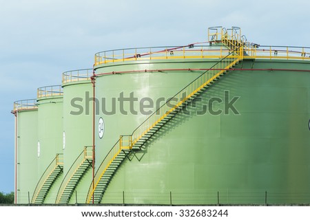 Industrial Storage Tanks. Oil tanks in line