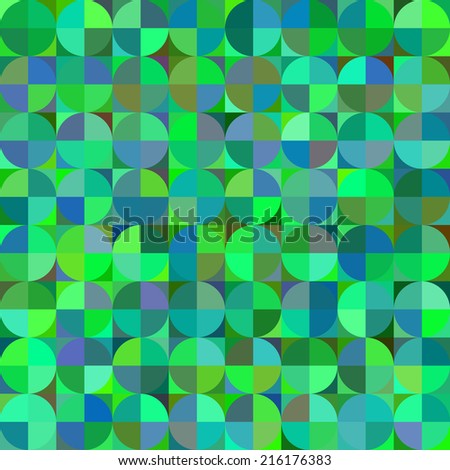 Seamless pattern of quartered circles over quartered squares