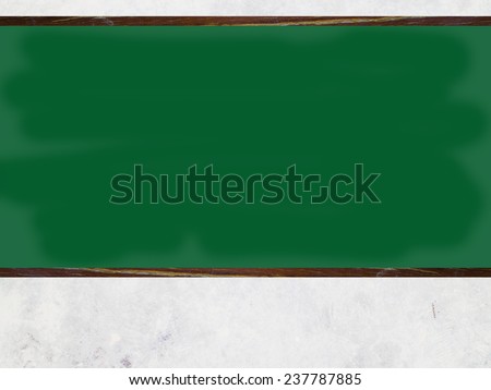 white with empty blank green chalkboard with wooden frame with white chalk in class room