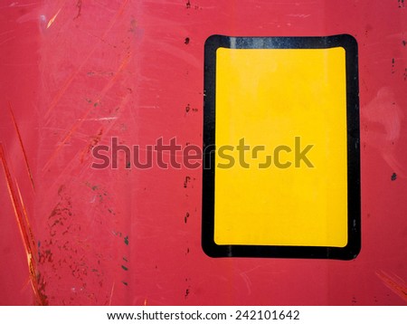 Red Metal background with yellow frame for text