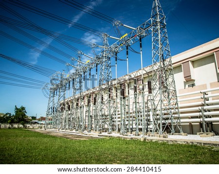 A row of tower with high voltage gas