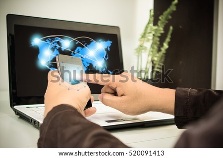 businessman using smartphone upload data to online store Documentation over blurred Distributed threat information to clients for customer network connection.digital technology.select focus.sepia tone