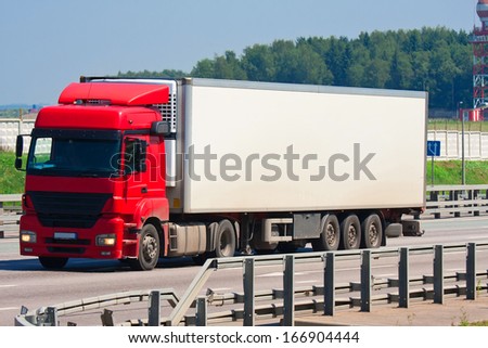 Beautiful photo of big truck on highway, Moscow, August 12, 2013
