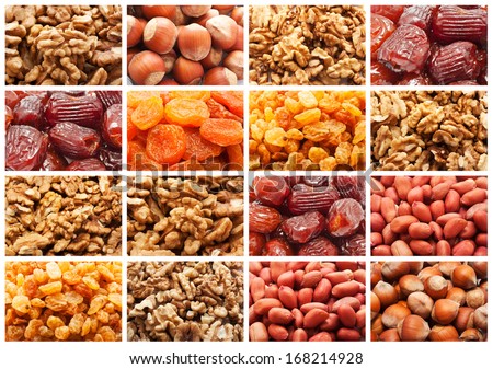 Collection Of Dried Fruits And Nuts Backgrounds