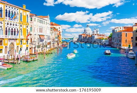 Beautiful view of famous Grand Canal in Venice, Italy