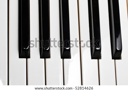 Close-up view of a piano keyboard